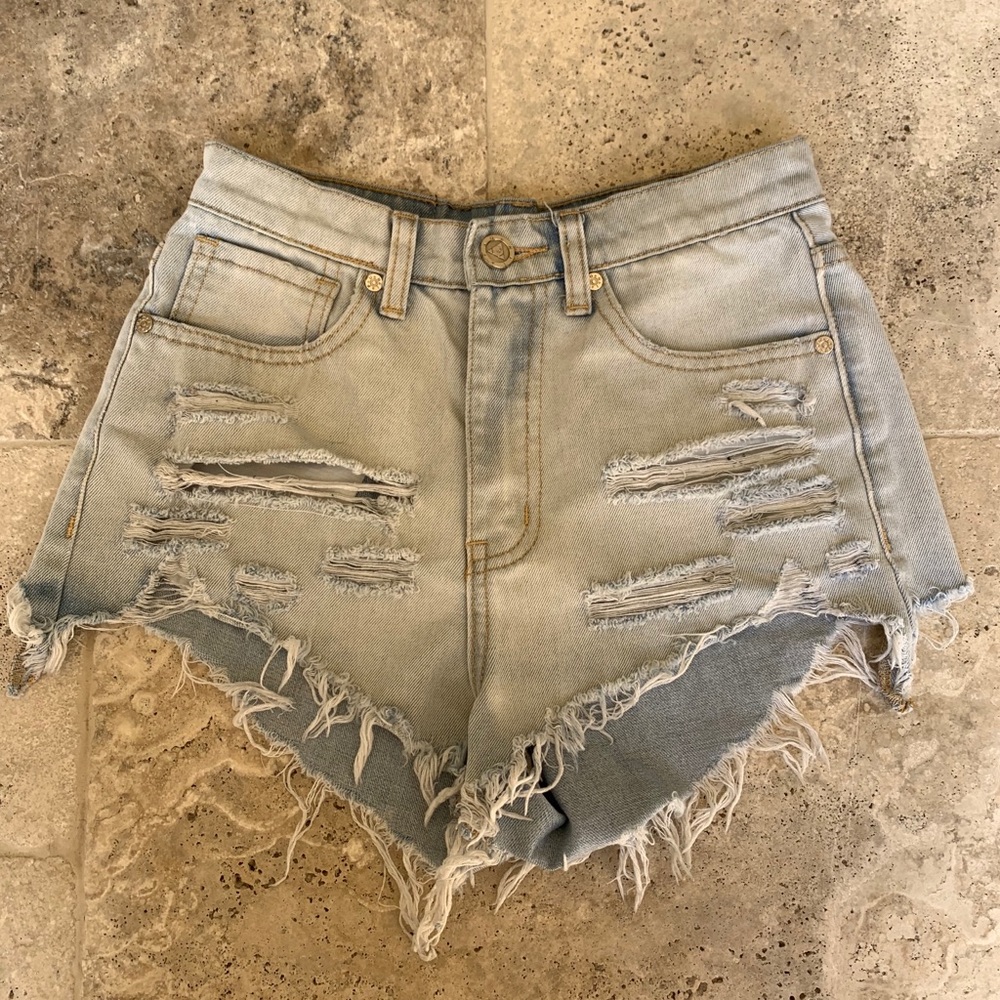 UNIF Distressed High Waist Cutoff Shorts